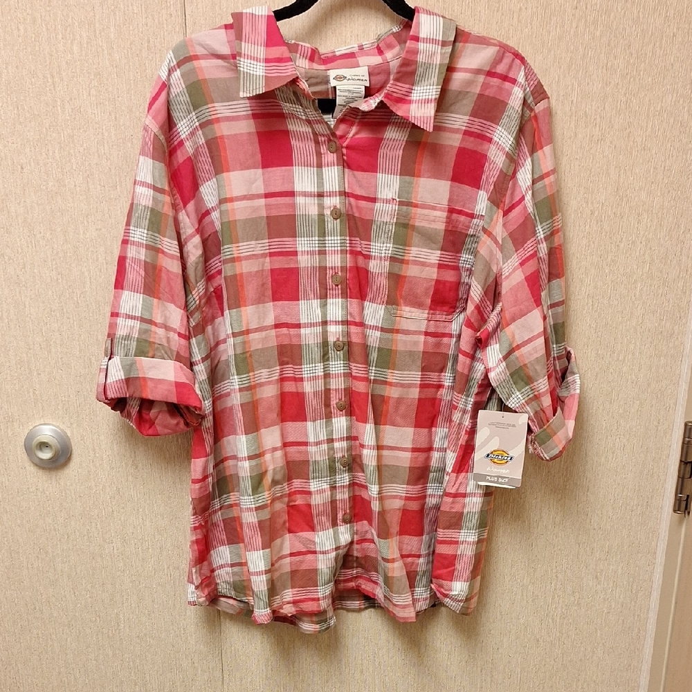 Dickies Women's Red Checkered Top